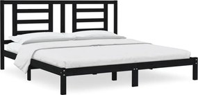 vidaXL Cadru de pat, negru, 200x200 cm, lemn masiv de pin