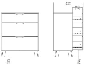 Comodă albă-în culoare naturală cu aspect de lemn de stejar 79x92x40 cm Ikast – Tvilum