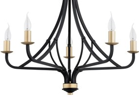 Lustra cu 5 brate design modern Lorenzo negru, auriu