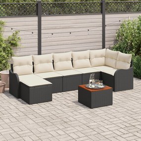 Set de canapea de grădină vidaXL cu 8 piese cu perne Negru Ratan Poli Acacia
