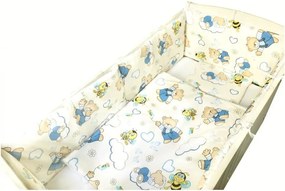 Set de aparatori pufoase h35 pat 120x60 cm DeLuxe Ursi cu albine pe crem