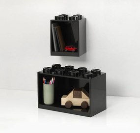 Set 2 rafturi de perete pentru copii LEGO® Brick, negru