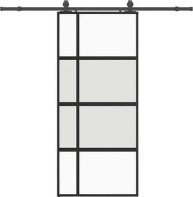 vidaXL Ușă glisantă cu set feronerie neagră 90x205cm sticlă securizată