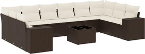 vidaXL Set canapele de grădină cu perne, 11 piese, maro, poliratan