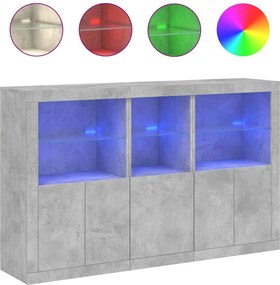 vidaXL Servantă cu lumini LED, gri beton, 162x37x100 cm