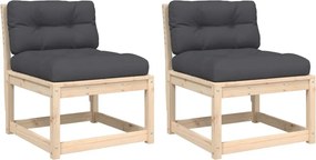 vidaXL Canapele de grădină cu perne, 2 buc., lemn masiv de pin