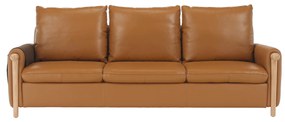 Canapea complet tapiţată 3 locuri, piele / piele ecologică maro auriu, LINSY