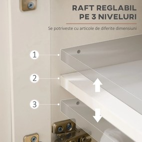 HOMCOM Bufet din lemn cu 2 sertare și 2 dulapuri, 117x35x80 cm, alb și culoare lemn | Aosom Romania