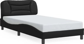 vidaXL Cadru de pat fără saltea, Hvar, negru, 100x203cm, piele ecologică