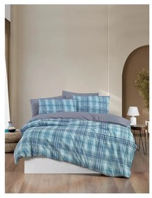 Lenjerie de pat albastră pentru pat dublu/canapea extinsă cu cearceaf inclus/cu 4 piese 200x220 cm Ekose – Mila Home