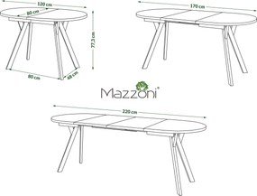 Mazzoni Masă ovală extensibilă ALMO Stejar Craft Auriu / picioare negre