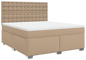 3290735 vidaXL Pat box spring cu saltea, cappuccino, 180x200cm piele ecologică