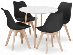 Set de sufragerie 1 + 4, masa KAMI 80x80 alb + scaun BALI MARK negru