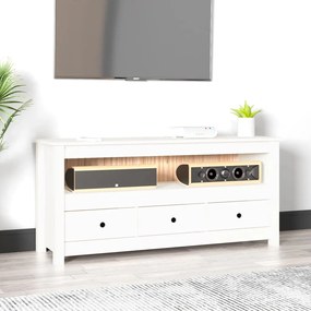 Comoda TV, alb, 114x35x52 cm, lemn masiv de pin 1, Alb