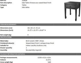 Masuta laterala design LUX cu sertar Chinese Low 110028 HZ