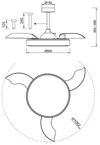 Lustra LED CCT cu ventilator si telecomanda ALASKA aspect lemn MA-8753