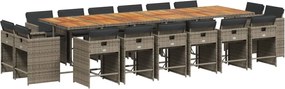 vidaXL Set mobilier de grădină cu perne, 17 piese, gri, poliratan