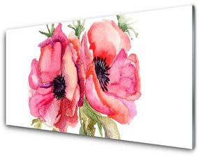 Tablouri acrilice Flori acuarelă Floral Roșu Roz Verde