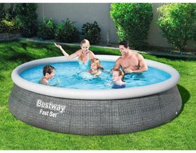 Piscina rotunda cu inel Bestway Fast Set 396x84 cm, 7 in 1, toate accesoriile incluse