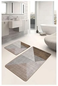 Covorașe de baie gri-maro 2 buc. din catifea 60x100 cm – Mila Home