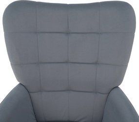 Fotoliu cu suport pentru picioare, ţesătură Velvet gri/negru, HABEN