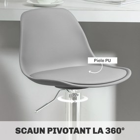Homcom Set 2 Scaune Bar – Reglabile, Cu Spatar si Pivotante | Aosom Romania