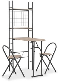 284406 vidaXL Set mobilier bucătărie, suport depozitare, 3 piese, MDF și oțel