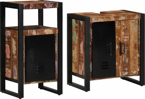 vidaXL Set de mobilier pentru baie cu raft 2 pcs Lemn recuperat masiv