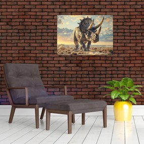 Tablou pe sticlă - Triceratops (70x50 cm)