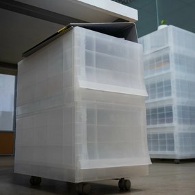 Cutie de depozitare modulară Wave Junior Mist cu roți 43,4 x 27,2 x 22 cm, Îngust - 1 sertar - rotițe