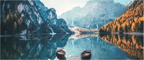 Tablou - Bărci pe Lacul Braies (120x50 cm)