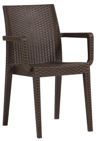 Scaun cu brate terasa Siena, 54x58x86 cm, maro, aspect ratan
