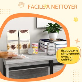 PawHut Cușcă pentru câine animale de interior ușă glisantă, metal cu efect lemn, dim. 57H x 80L x 54l cm | Aosom Romania