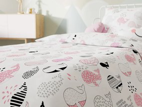 Lenjerie de pat din bumbac alb, PINK ORCA