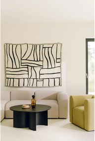 Măsuță de cafea neagră rotundă cu blat cu aspect de lemn de frasin ø 95 cm Gavo – noo.ma