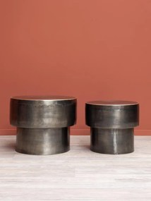 Set 2 masute laterale din metal, cu aspect vintage, Drum
