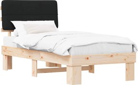 vidaXL Cadru de pat cu tăblie tapițată cu headboard Negru 75 x 190 cm
