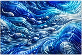 Tablou – Pești în valuri (90x60 cm)