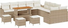 vidaXL Set de canapele pentru grădină 14 pcs Bej poliratan