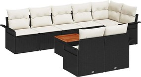 vidaXL Set de canapele pentru grădină 9 pcs Negru și Crem poliratan