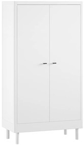 Set Mobilier Camera Copii Forrest Beech, Pat 90x200 cm, Dulap cu 2 Uși și Noptieră, din Lemn Masiv de Fag, Alb – Vipack