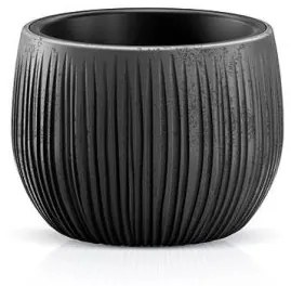 Ghiveci decorativ de flori, rotund, negru, 0.75 L, 14.4x11 cm, Beton Bowl