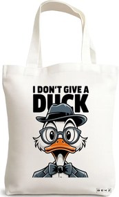 Sacosa de Panza pentru Cumparaturi, Geanta Tote, model I dont't give a Duck 38 x 34.5 cm, Alba, BEKZ®