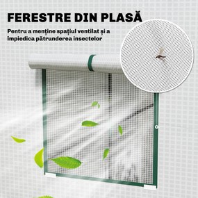 Outsunny Seră de Grădină cu Acoperiș Înclinat, 2 Ferestre și Ușă Rulabilă, Seră pentru Cultivare cu Structură din Oțel, Acoperire Anti-UV din PE, pentru Grădină, Legume, Flori, 196x77x197 cm, Alb | Aosom Romania