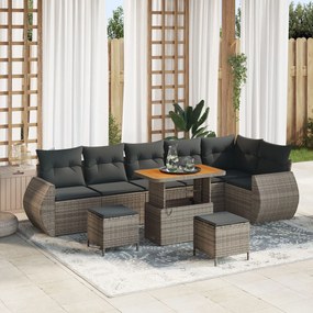 vidaXL Set de canapele pentru grădină 9 pcs Gri poliratan