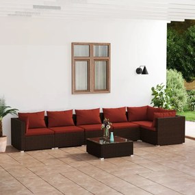 3101723 vidaXL Set mobilier de grădină cu perne, 7 piese, maro, poliratan