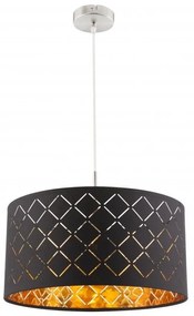 Lustra eleganta cu abajur din tesatura negru cu auriu, CLARKE 40cm 15229H GL