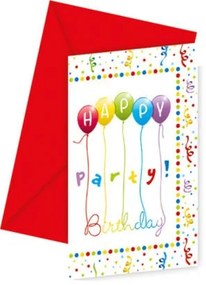 La mulți ani Streamers Invitații de petrecere Happy Birthday, Set de 6