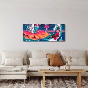 Tablou - Prinț și prințesa cu dragon (120x50 cm)