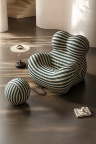 Fotoliu Mama Bear Moises din Memory Foam Premium Ottoman in forma de Bila (Imprimeu: zebra)